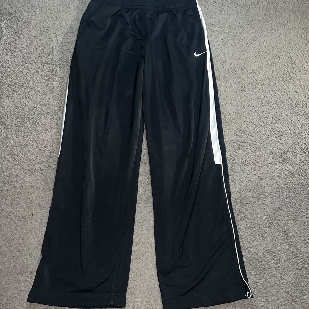 VTG Baggy Nike Track Pants Mens 2XL Black Stripe Ankle Zip